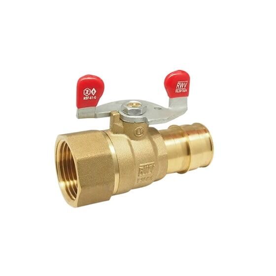 3/4" Lead Free* Brass 2-Piece Full Port Ball Valves - FIPxPEX F1960 - with wing handle