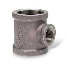 1-1/2" X 1-1/4" Black Malleable Iron Reducing Tees