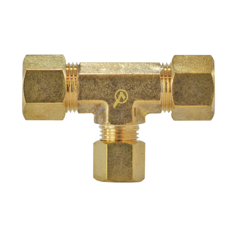 1/2" x 1/2" x 3/8" Brass Compression Reducing Tee Lead Free