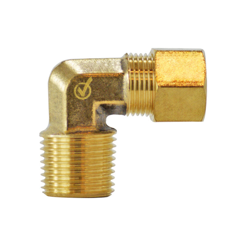 1/4" x 1/8" Brass Compression Male Elbow 90 Lead Free