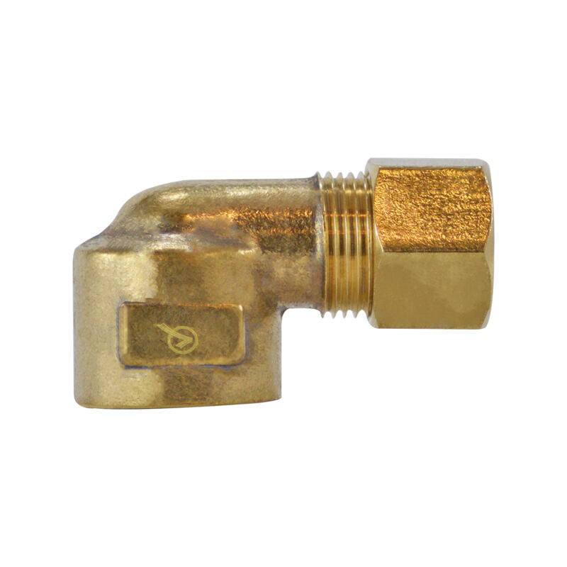 1/2" x 3/8" Brass Compression Female Elbow 90 Lead Free