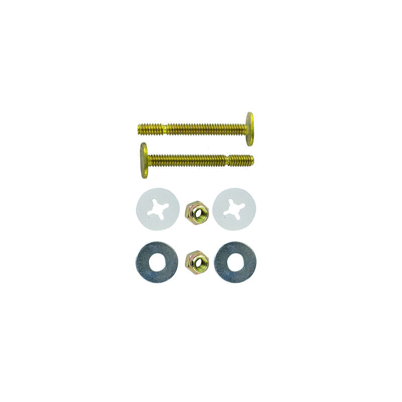 1/4" x 2-1/4" Solid Brass Snap Closet Bolts w/Iron Nuts & Washers w/Retainers