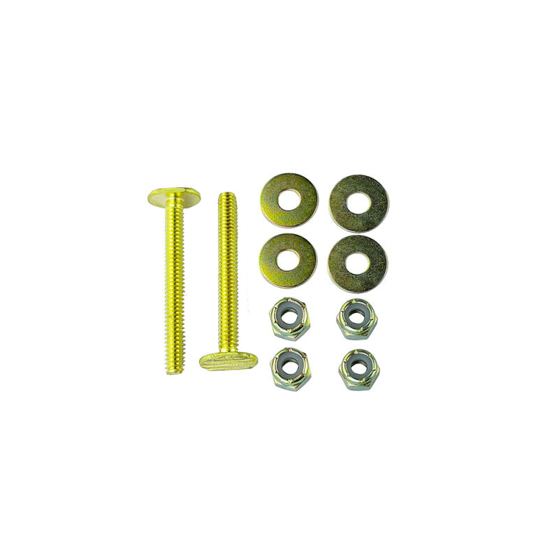 1/4" x 2-1/4" Solid Brass Closet Bolts w/Dbl Iron Friction Nuts & Washers w/Retainers