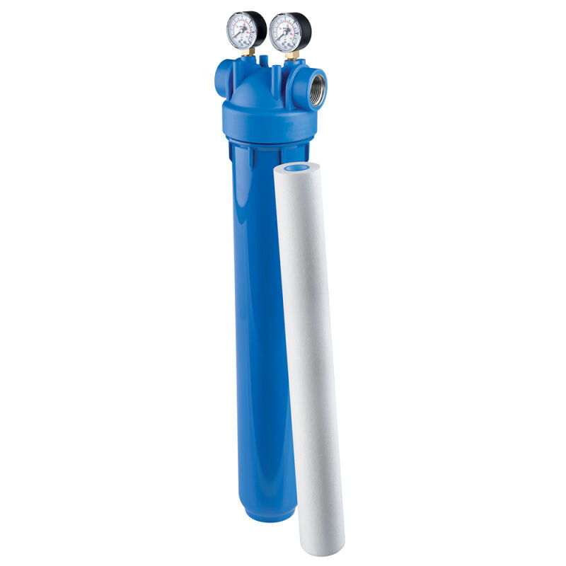 TANKLESS WATER HEATER FILTRATION SYSTEM WITH GAUGES SS NPT INSERTS
