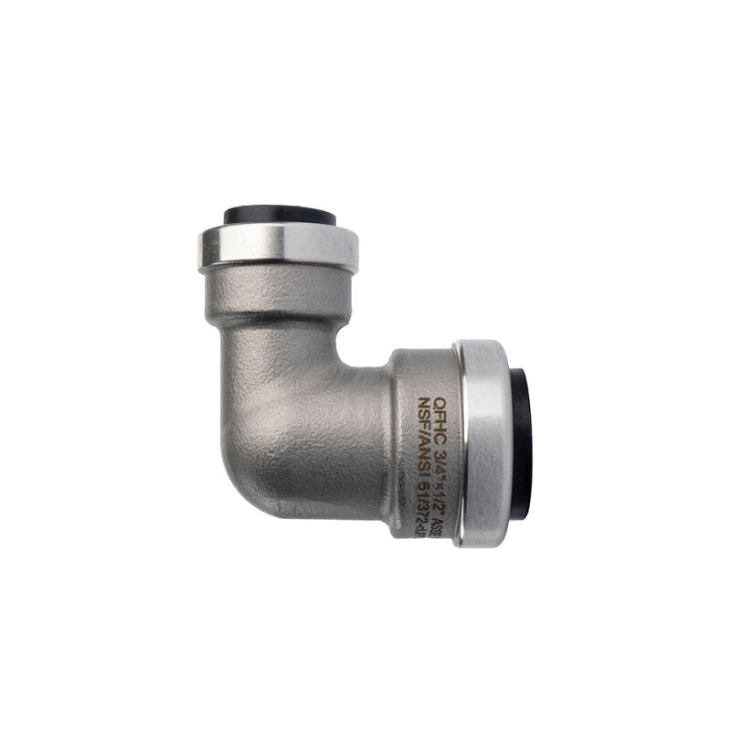 3/4" x 1/2" Push Connect Stainless Steel Reducing Elbow