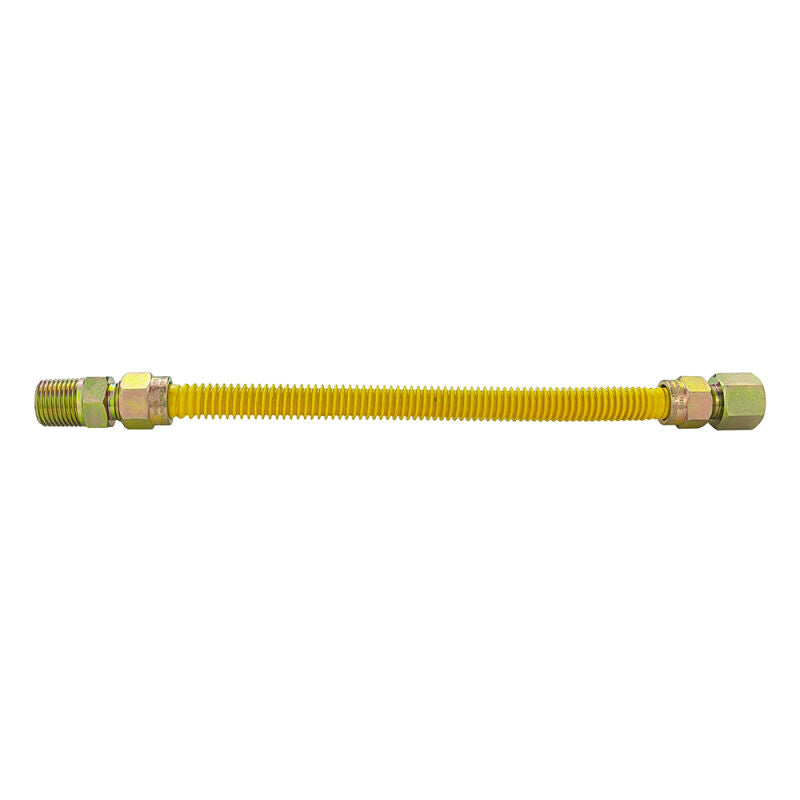 24" Gas Connector Stainless Steel Coated Less Valve - 1/2 O.D. 1/2 FIP x 1/2 MIP
