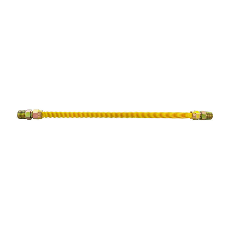 24" Gas Connector Stainless Steel Coated Less Valve - 1/2 O.D. 1/2 MIP x 1/2 MIP