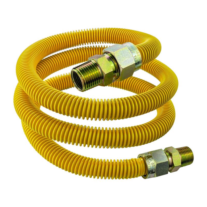 60" Gas Connector Stainless Steel Coated Less Valve - 5/8 O.D. 1/2 MIP X 1/2 MIP