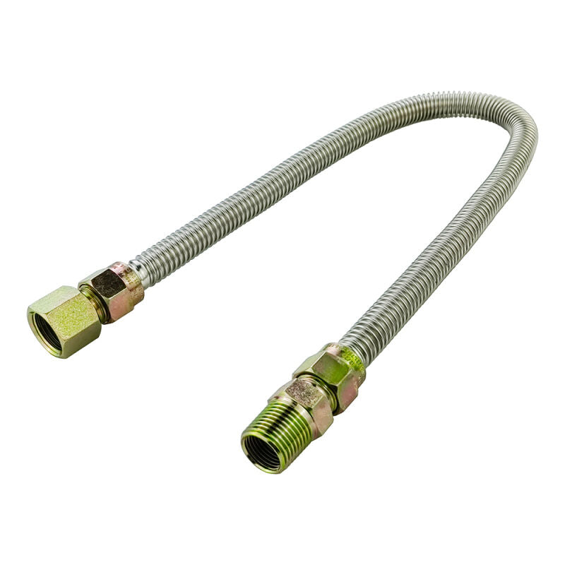 36" Gas Connector Stainless Steel Uncoated Less Valve - 1/2 O.D. 1/2 FIP X 1/2 MIP