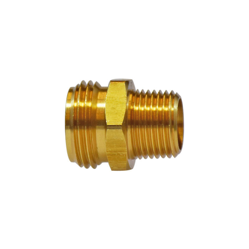 3/4" MHT x 3/4" MIP x 1/2" FIP Male Garden Hose x Male Pipe x Tapped Female Pipe Adapter