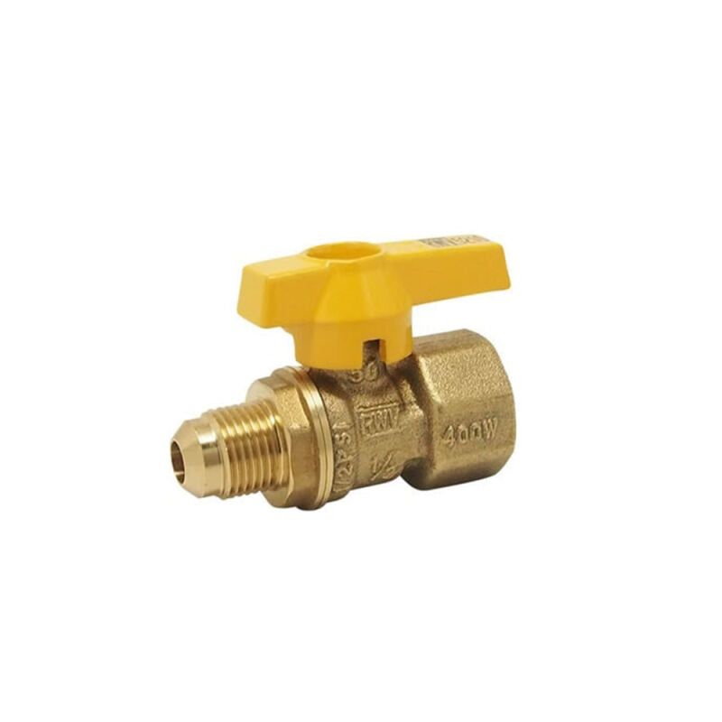 1/2" x 3/8" Brass 2-Piece Lever Handle IPS x Flare Straight Gas Ball Valve