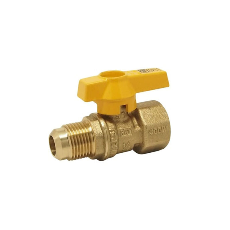 1/2" x 1/2" Brass 2-Piece Lever Handle IPS x Flare Straight Gas Ball Valve