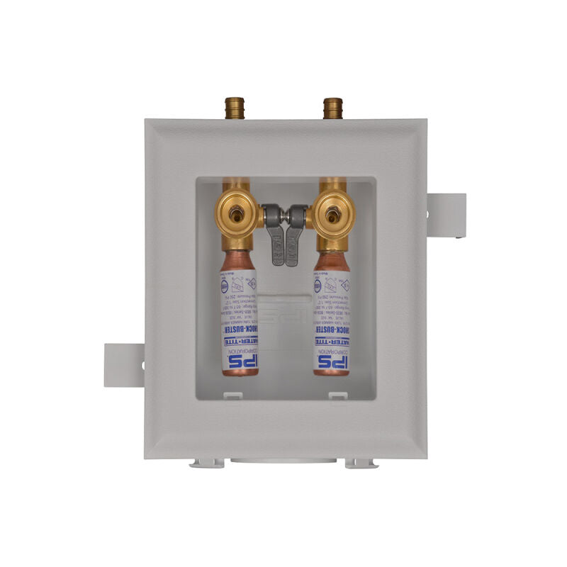 1/2" CPVC Conn Plastic Washing Machine Multibox Single Box W/Qtr Turn Hammer Arrestor Valves