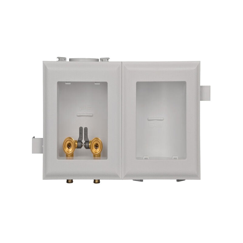 1/2" WIRSBO Conn Plastic Washing Machine Multibox W/Auxiliary Drain Box W/Qtr Turn Valves