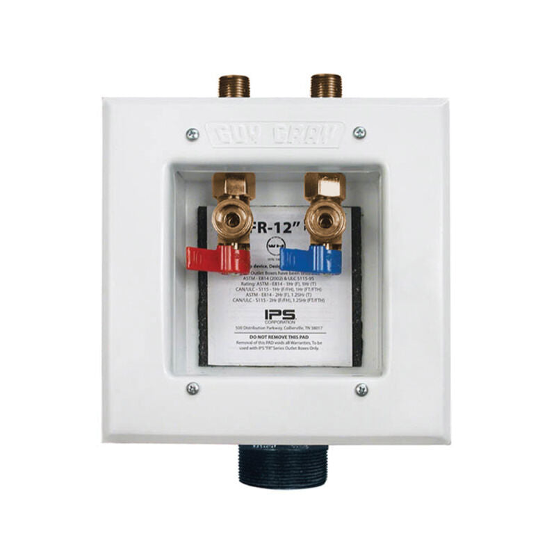 Metal Washing Machine Outlet Box with Qtr Turn Valve 1/2" SWT, Fire rated