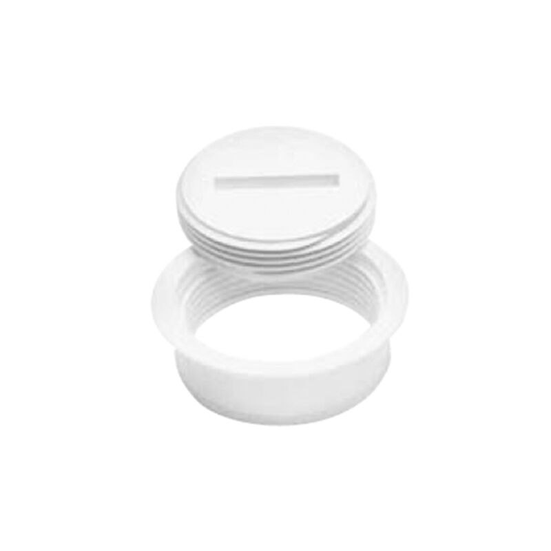 2" PVC Cleanout Fitting with Tapped 1-1/2" PVC Countersunk Plug