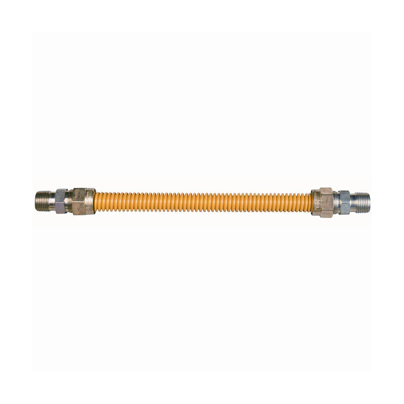 60" Gas Connector Stainless Steel Coated Less Valve - 1/2 O.D. 1/2 MIP x 1/2 MIP