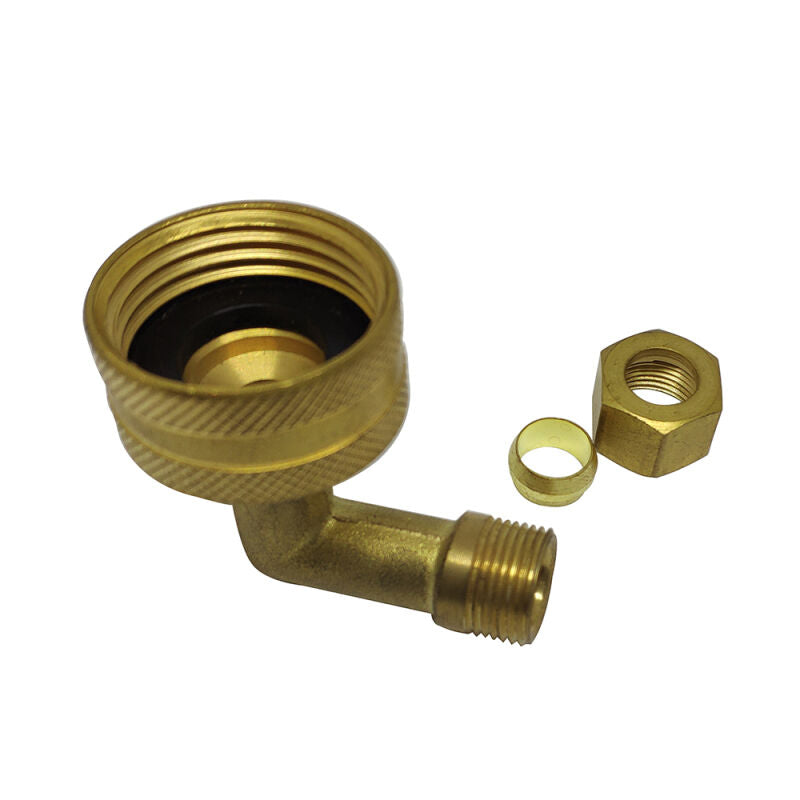 Dishwasher Elbow - 3/8" Comp. x 3/4" Garden Hose - w/Sleeve & Nut