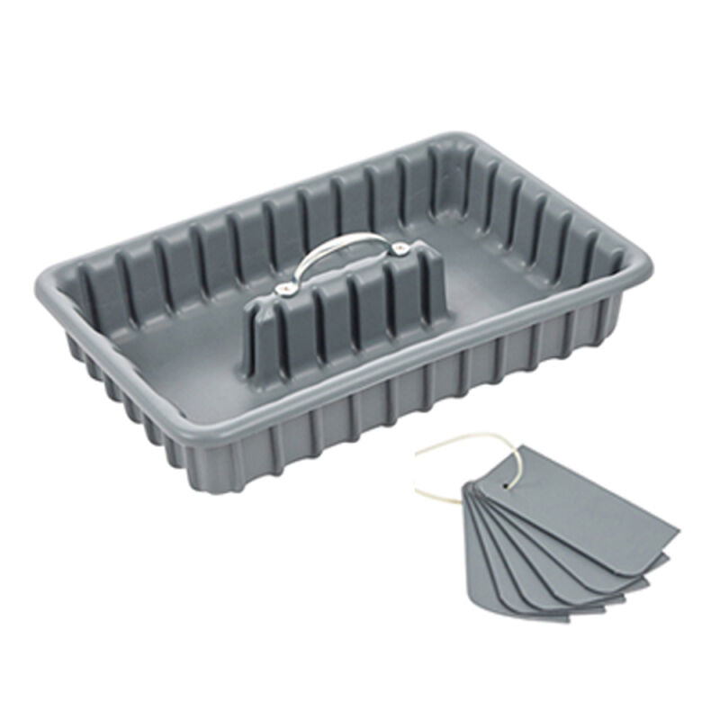 15" x 9" x 3" Plastic Tote Tray w/6 Dividers