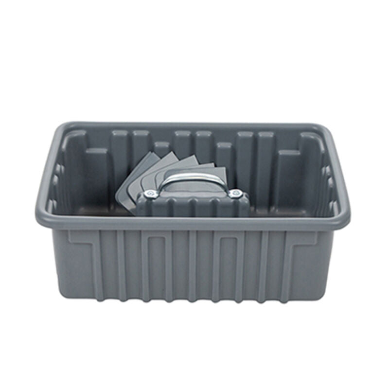 15" x 9" x 5" Plastic Deep Tote Tray w/6 Dividers