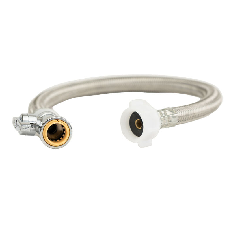 18", 1/2" Valve x 1/2" FIP Push Connect Toilet Flex Connectors w/ Straight Stops