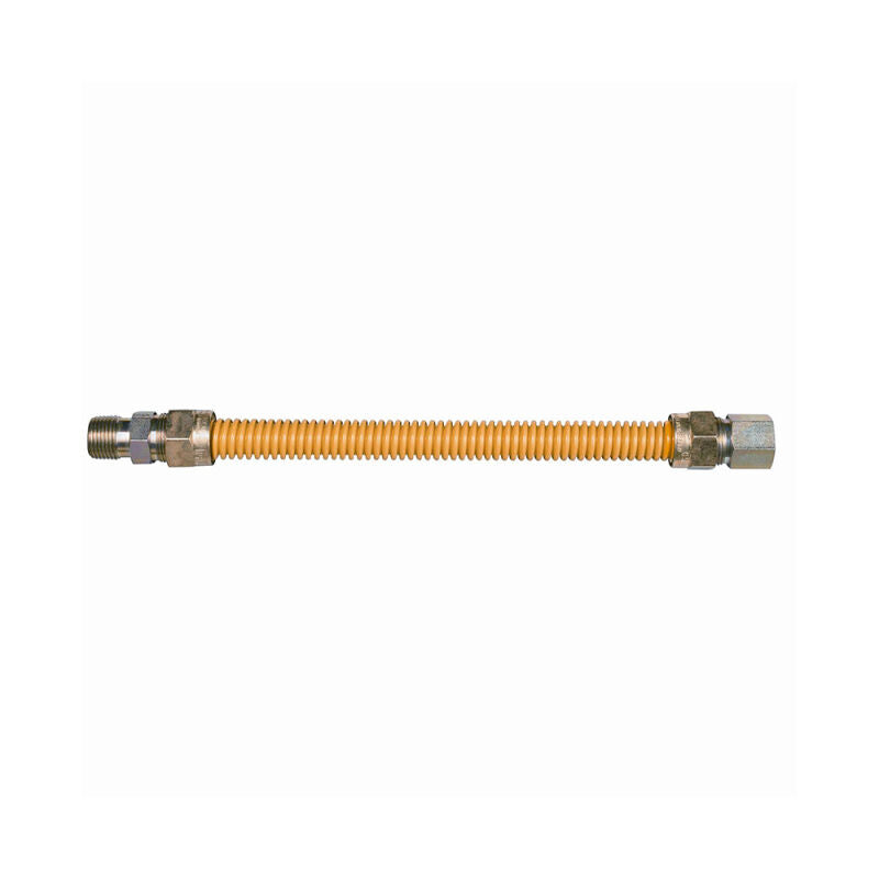 36" Gas Connector Stainless Steel Coated Less Valve - 3/8 O.D. 1/2 FIP x 1/2 MIP