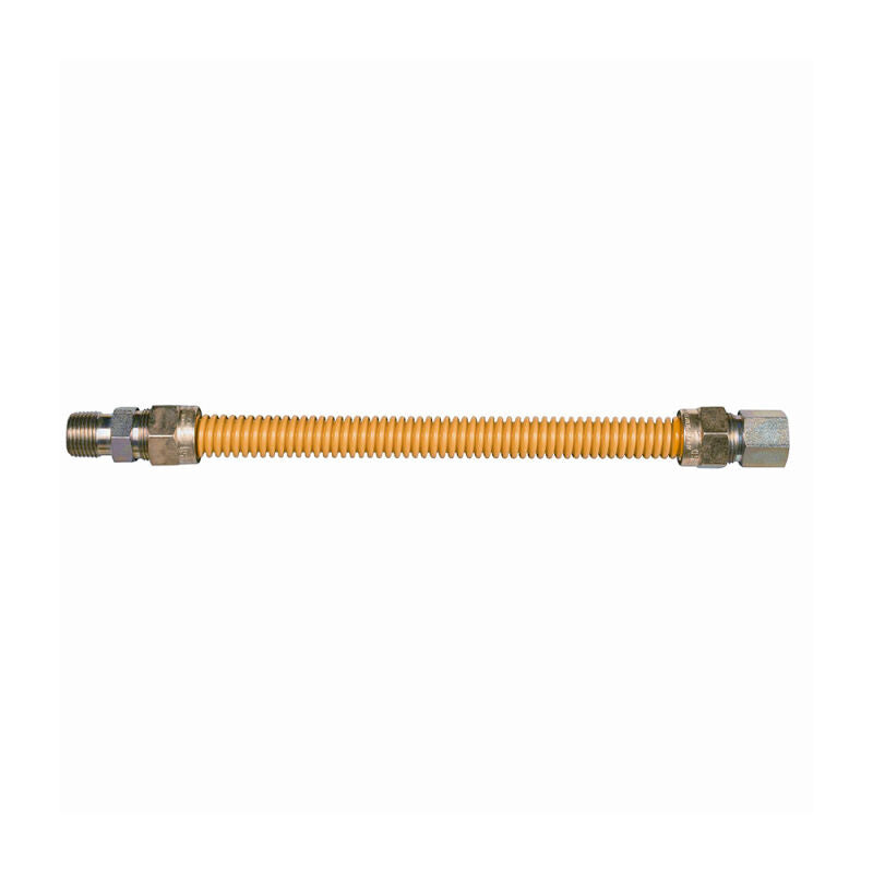 36" Gas Connector Stainless Steel Coated Less Valve - 5/8 O.D. 3/4 FIP X 1/2 MIP