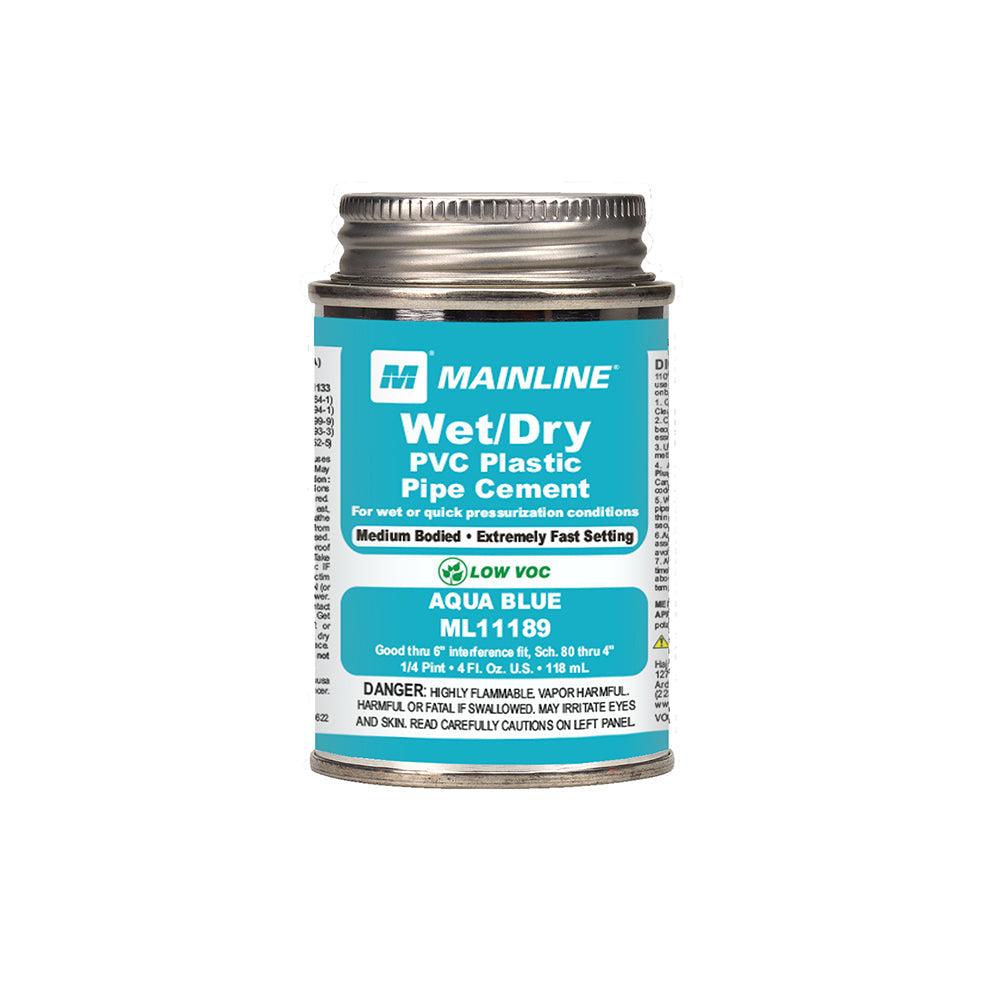 4 oz Aqua Blue Wet/Dry Medium Body PVC Cement