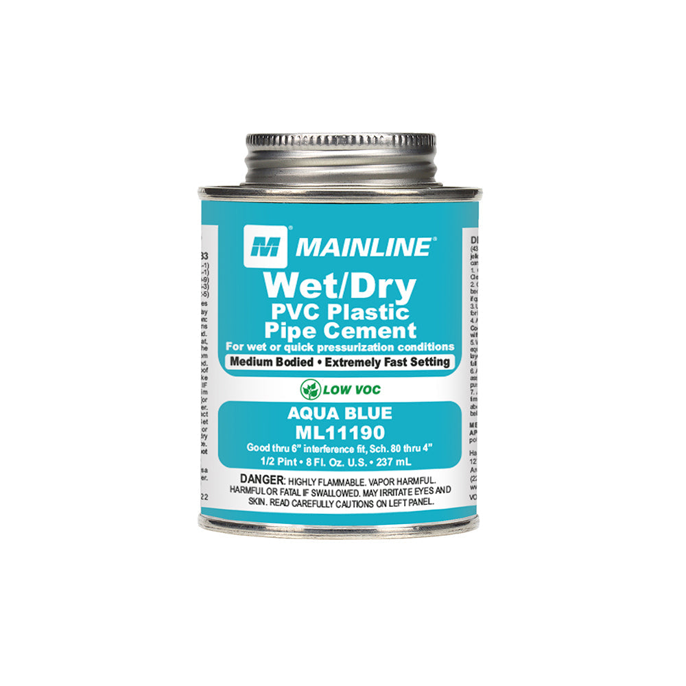 8 oz Aqua Blue Wet/Dry Medium Body PVC Cement