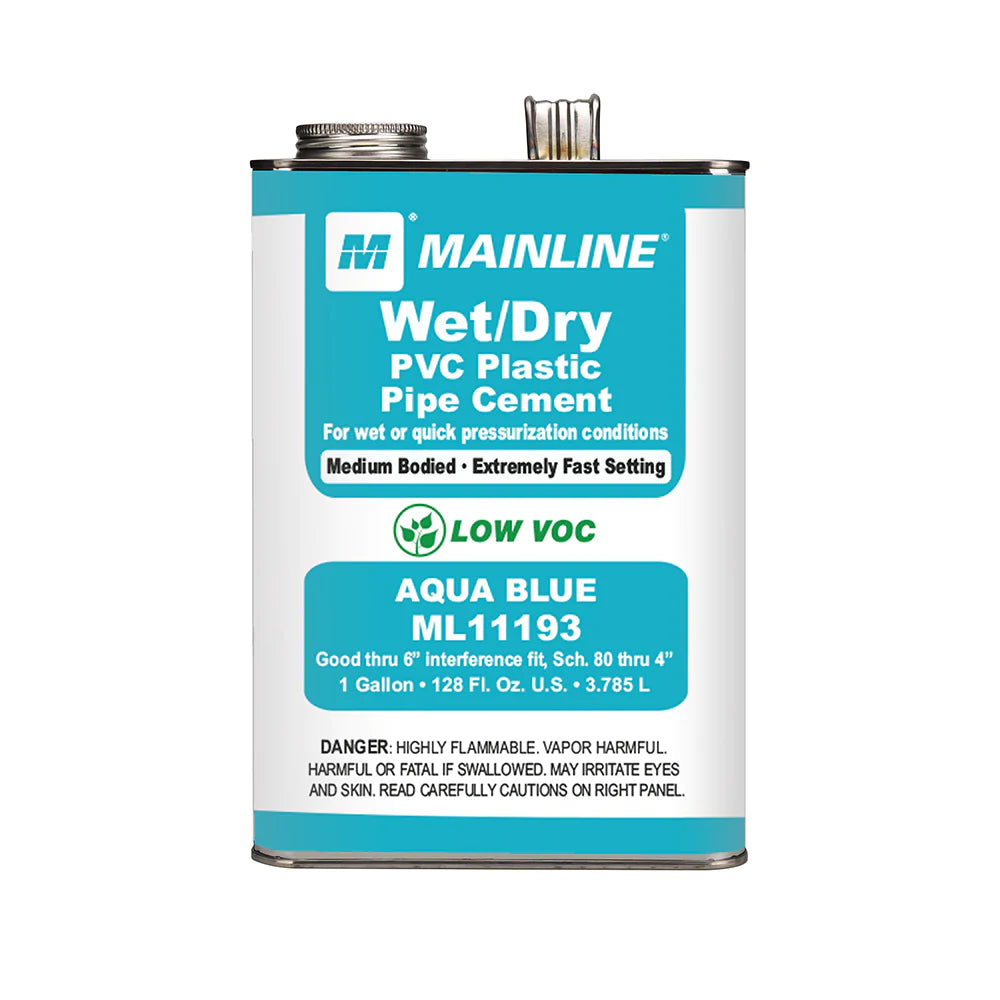 128 oz Aqua Blue Wet/Dry Medium Body PVC Cement