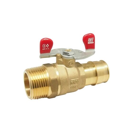 3/4" Lead Free* Brass 2-Piece Full Port Ball Valves - MIPxPEX F1960 - wing handle
