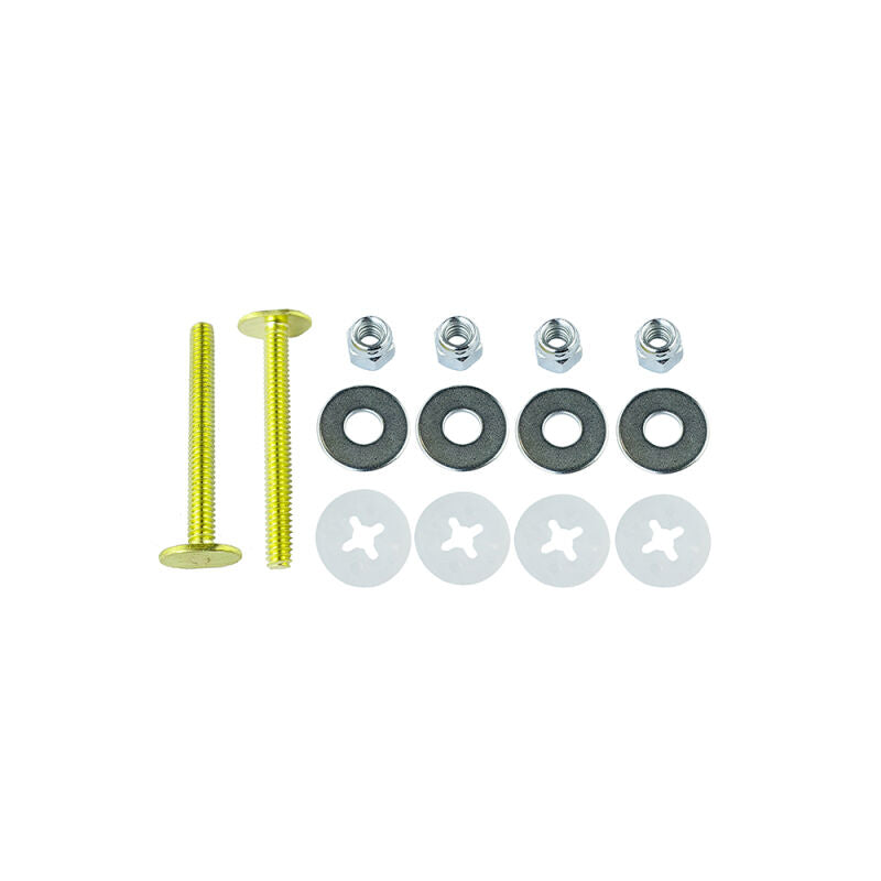 1/4" x 2-1/4" Solid Brass Closet Bolts w/Dbl Iron Nuts & Washers w/Retainers