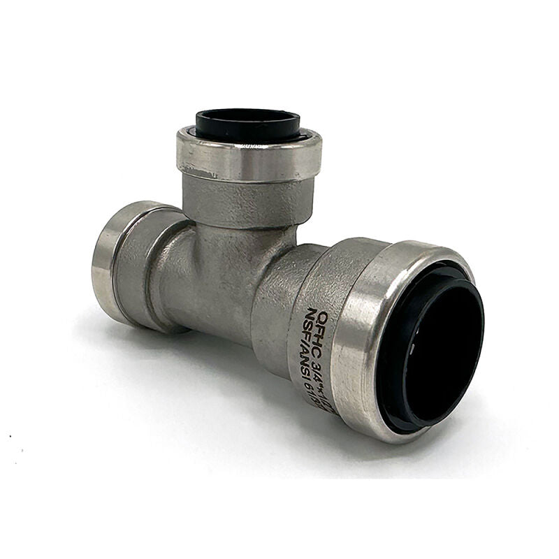 3/4" x 1/2" x 1/2" Push Connect Stainless Steel Reducing Tee