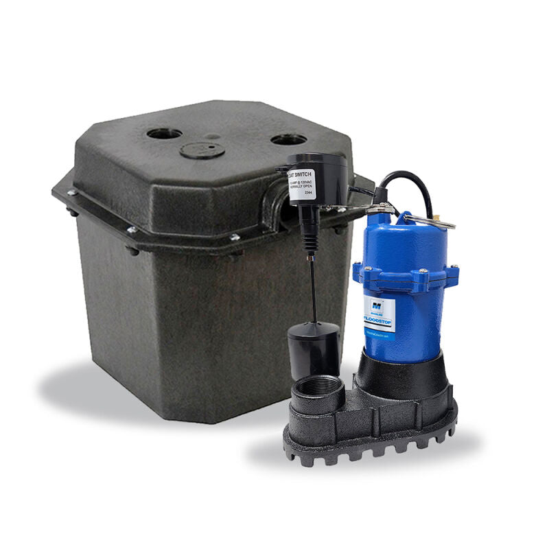 Sink Drain System w/ 1/3HP Sump Pump 10FT Cord Check Valve and 6 Gallon Basin