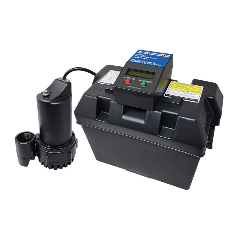 1850GPH Battery Back-up Sump Pump System w/ Standard Controller, Battery Box, and Switch