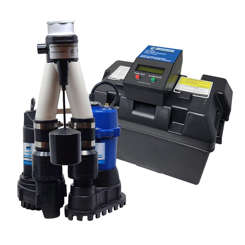 Collection Sump Combo Sump Package w/ 1/3HP Primary Pump and 1850GPH BackUp System ...