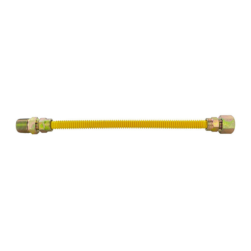36" Gas Connector Stainless Steel Coated Less Valve - 3/8 O.D. 1/2 FIP x 1/2 MIP