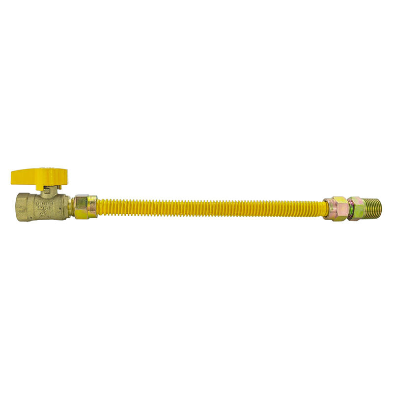 24" Gas Connector Stainless Steel Coated With Valve - 1/2 O.D. 1/2 FIP X 1/2 MIP
