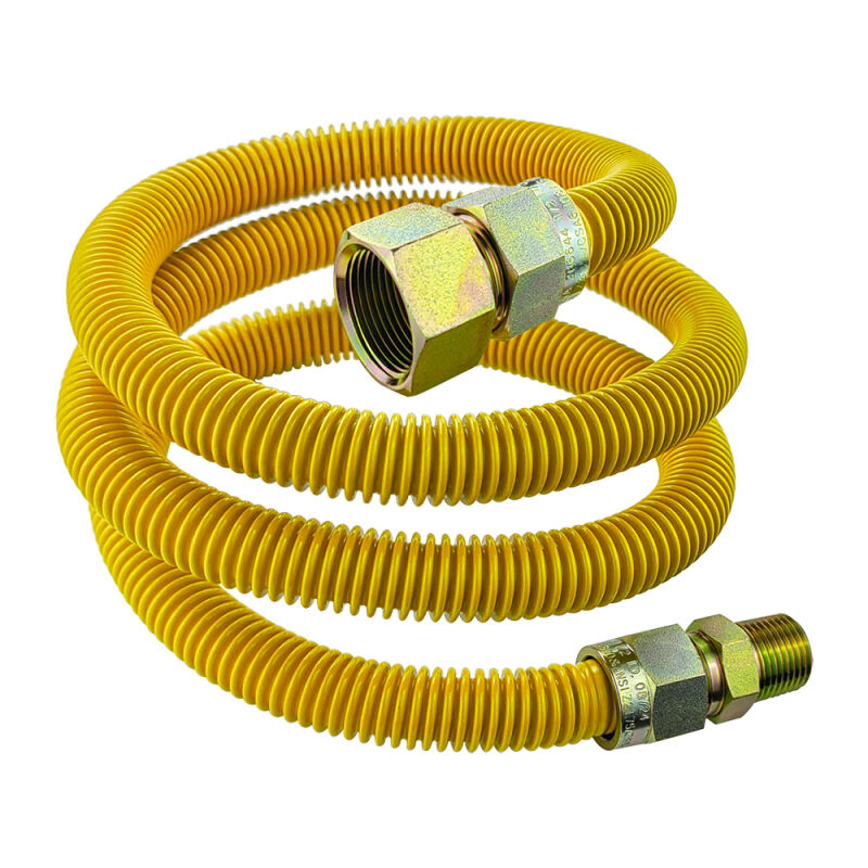 48" Gas Connector Stainless Steel Coated Less Valve - 5/8 O.D. 3/4 FIP X 1/2 MIP