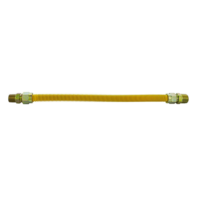 24" Gas Connector Stainless Steel Coated Less Valve - 5/8 O.D. 3/4 MIP X 1/2 MIP