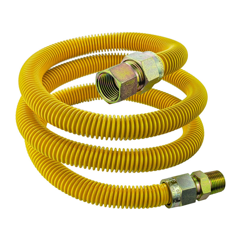 60" Gas Connector Stainless Steel Coated Less Valve - 5/8 O.D. 1/2 FIP X 1/2 MIP