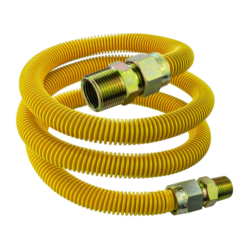 60" Gas Connector Stainless Steel Coated Less Valve - 5/8 O.D. 3/4 MIP X 1/2 MIP