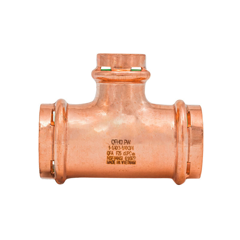 1-1/4" x 1-1/4" x 3/4" SurePress Copper Tee