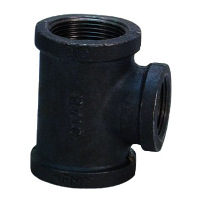 1-1/4" X 1" X 1-1/4" Black Malleable Iron Reducing Tees