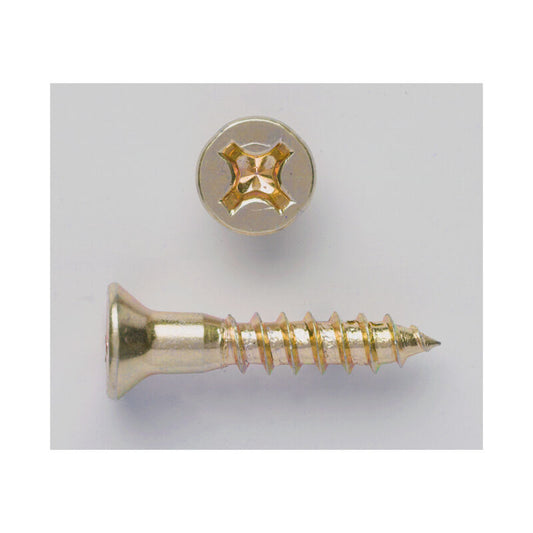 #12  1-1/2" Flat Head Phillip Wood Screw Brass (Jar)
