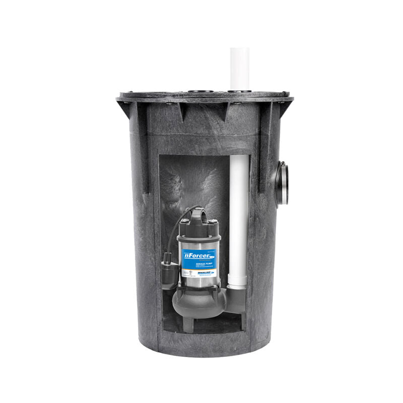 1/2 HP Stainless Steel Sewage Pump/Basin Kit (18" x 30")
