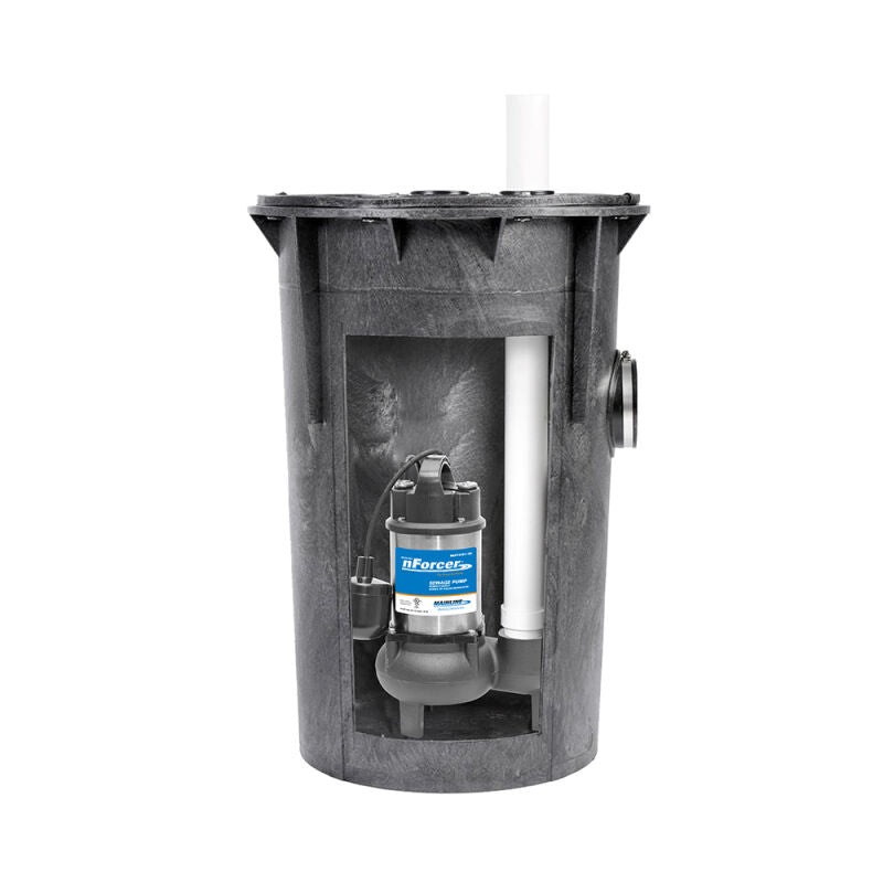 1/2 HP Stainless Steel Sewage Pump/Basin Kit (18" x 30")