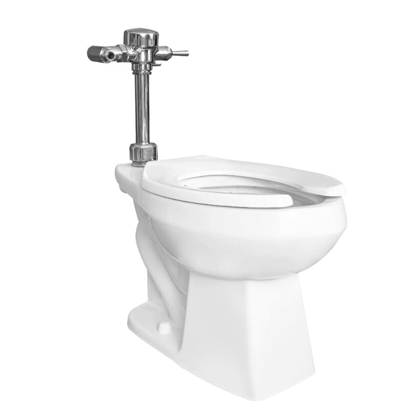 Floor Mount Universal Flush Valve Elongated, Two-Piece Toilet Bowl - White