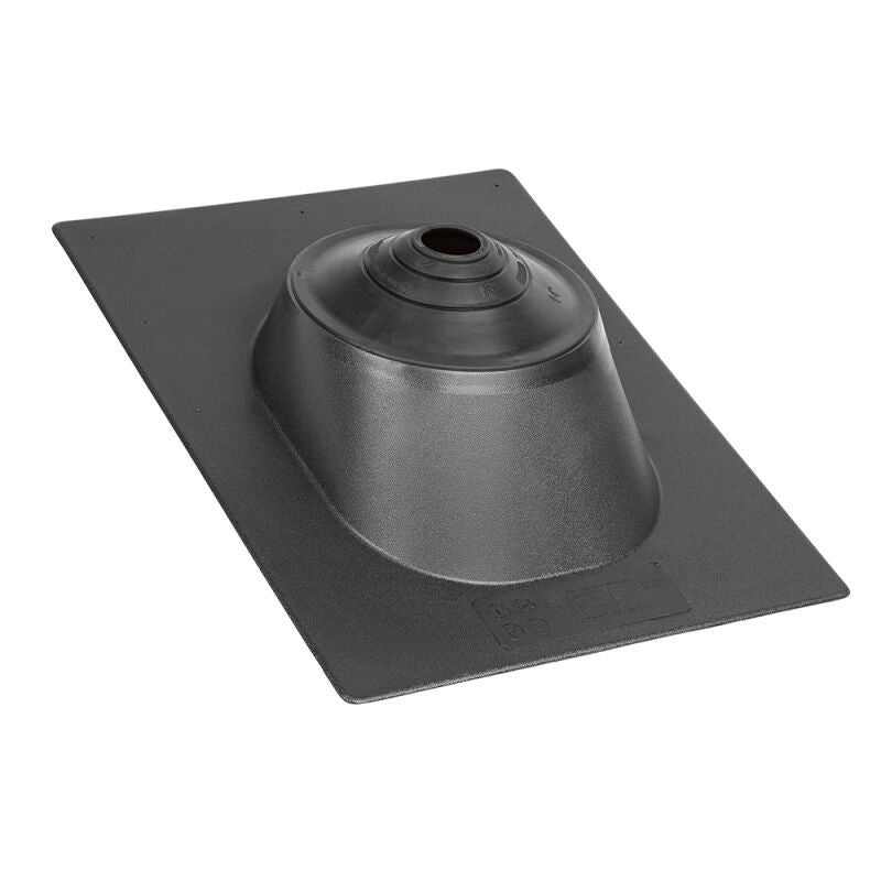 1-1/4", 1-1/2", 2", 3", or 4" Hard Plastic Roof Flashing With Adjustable Multi-Size Elastomer Collar 12" X 15-1/2" Base