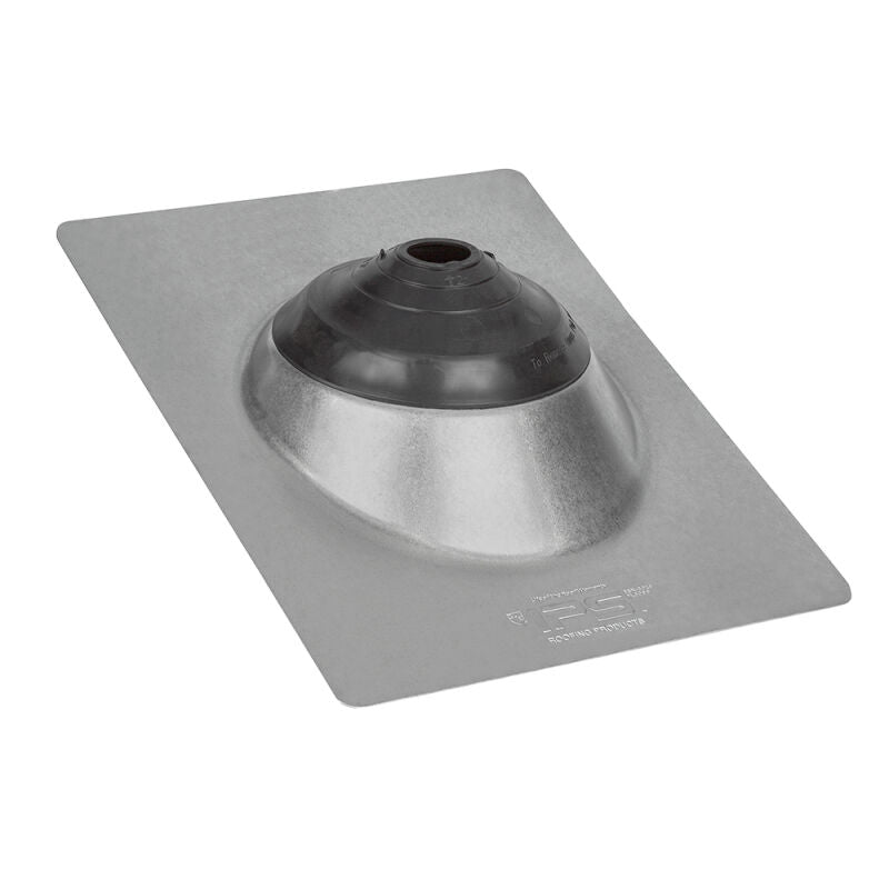 1-1/4", 1-1/2", 2", 3", or 4" Galvanized Roof Flashing With Adjustable Multi-Size Elastomer Collar 12" X 16" Base